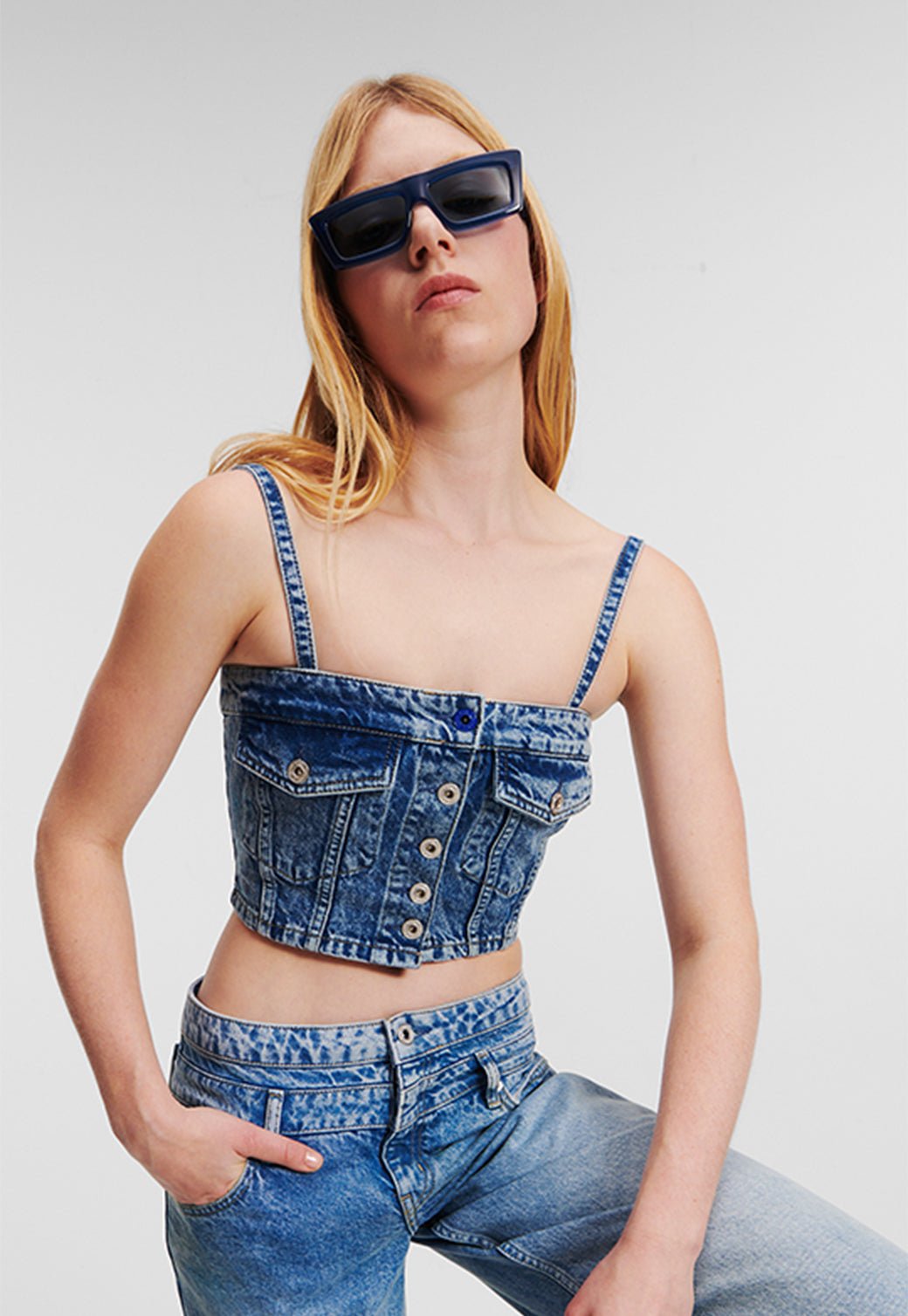 מחוך ג'ינס Recycled Top נשים - Karl Lagerfeld