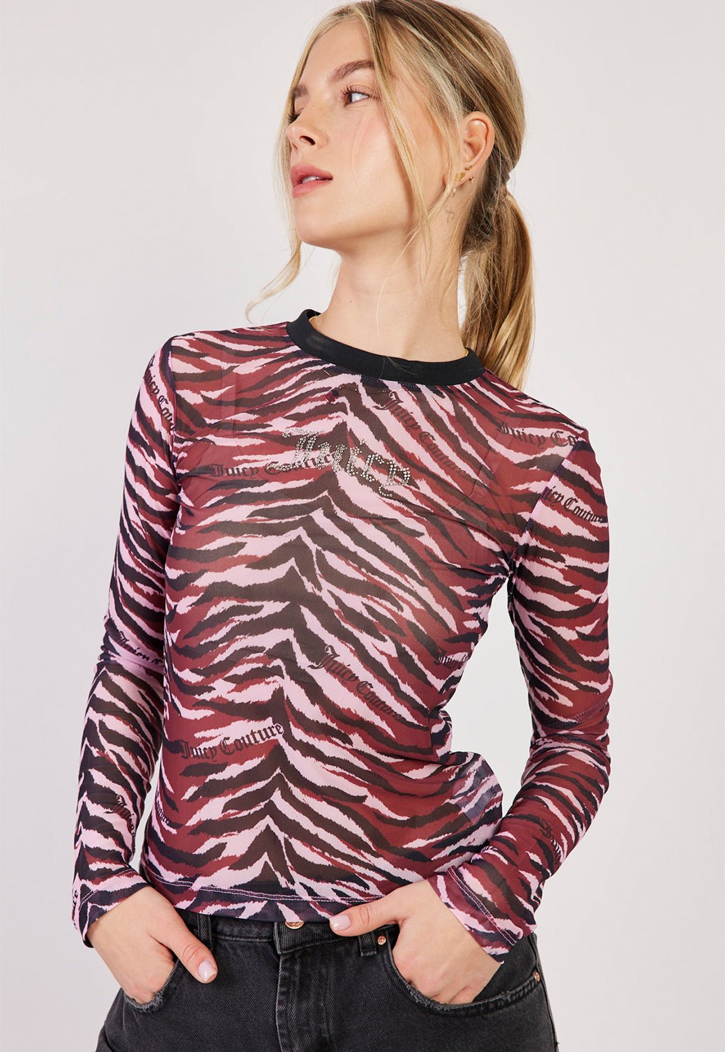 חולצה ארוכה מבד שיפון Tiger נשים - Juicy Couture