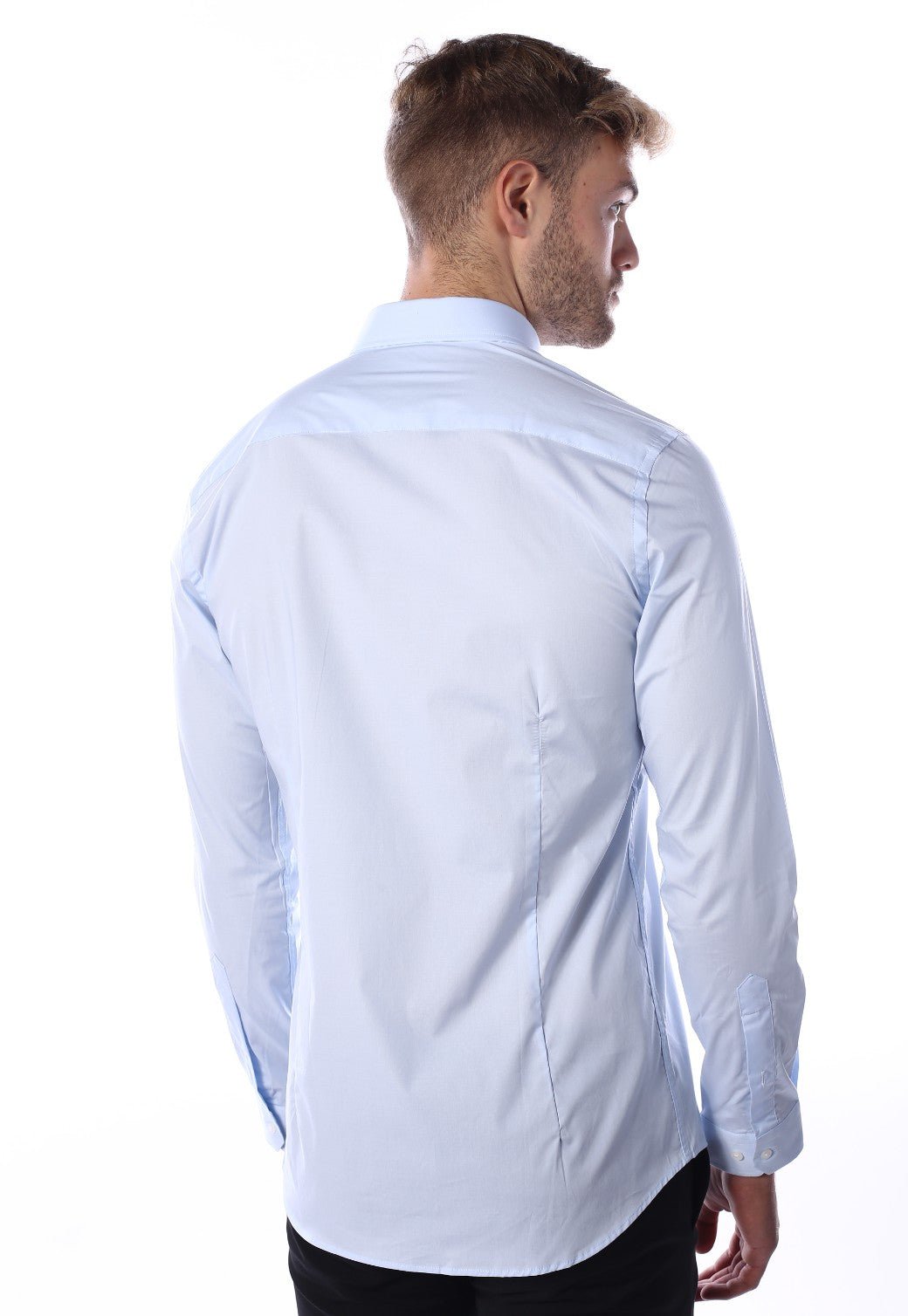 חולצה מכופתרת Slim Fit חלקה | גברים BLUE / L