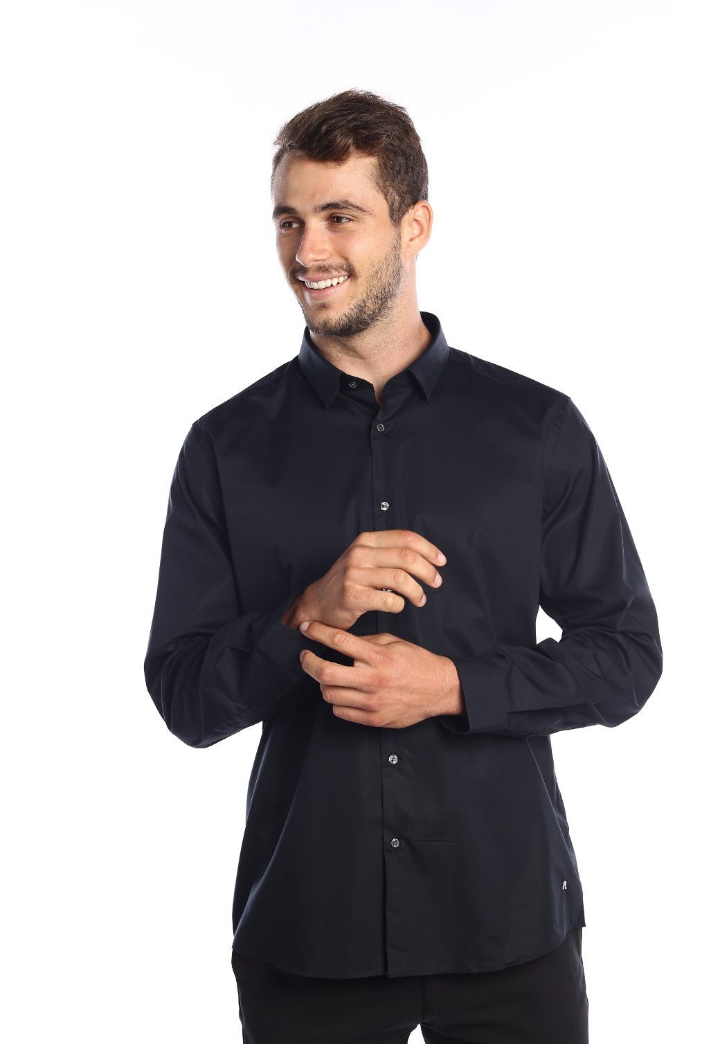 חולצה מכופתרת Regular Fit | גברים BLACK / L