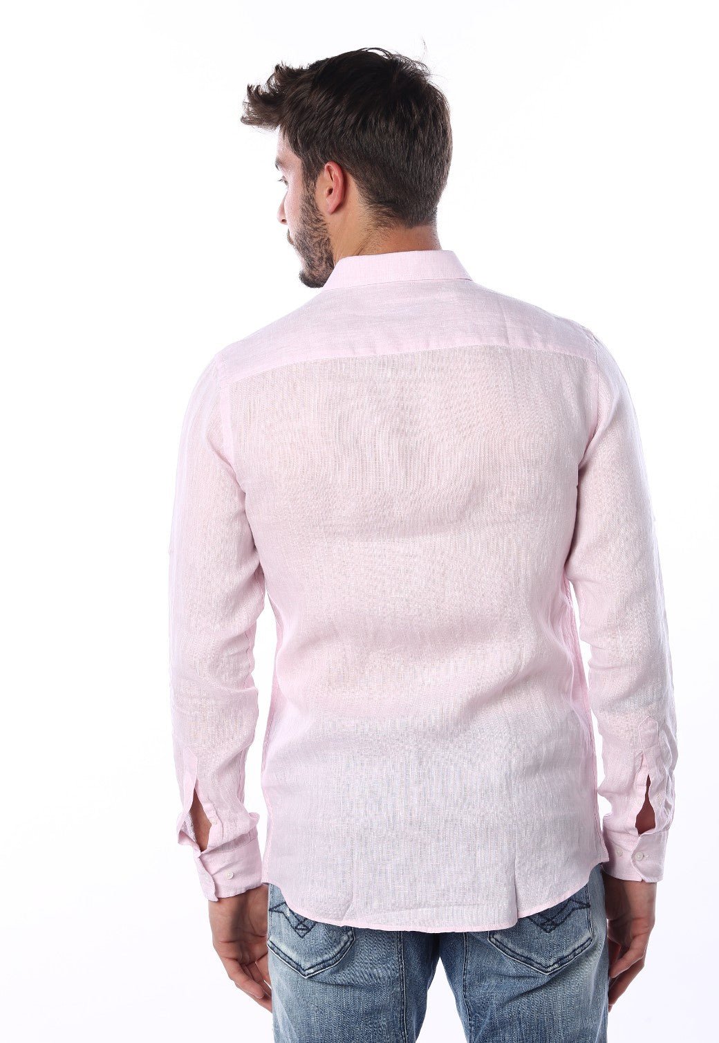 חולצה מכופתרת מבד פשתן | גברים PINK / L