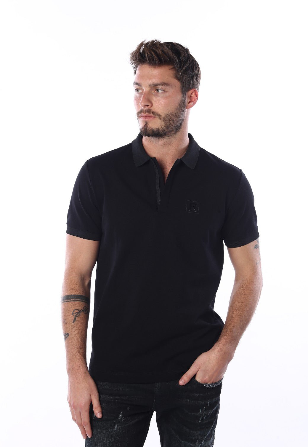 חולצת פולו קצרה | גברים BLACK / L