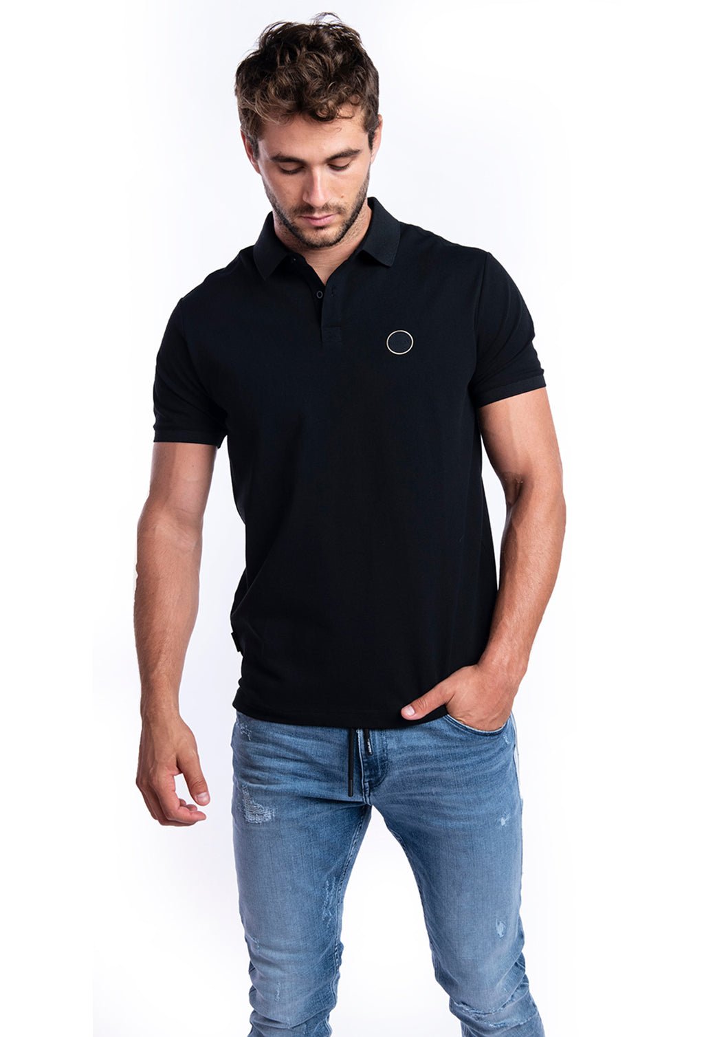 חולצת פולו פיקה | גברים BLACK / L