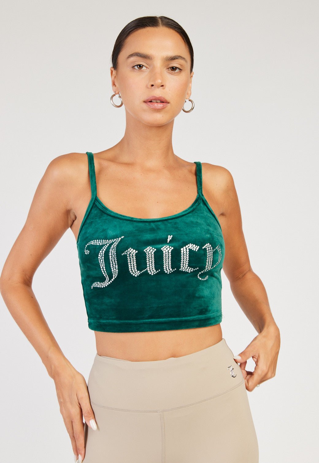 גופיית קטיפה עם לוגו אבנים נשים - Juicy Couture