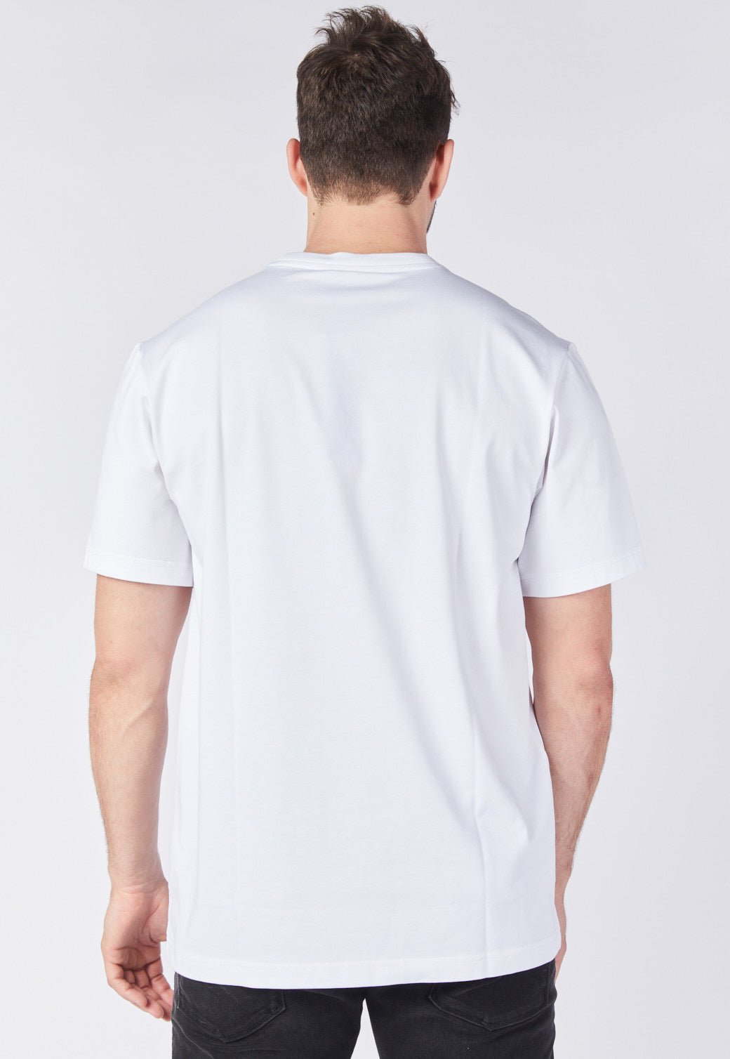 טי שירט קצרה רחבה עם לוגו משוכפל בצבע לבן גברים - Replay