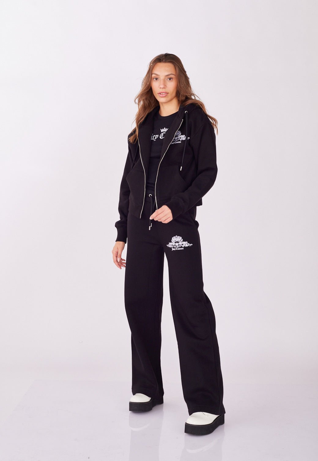 סווטשירט קפוצ'ון עם הדפס לוגו נשים - Juicy Couture