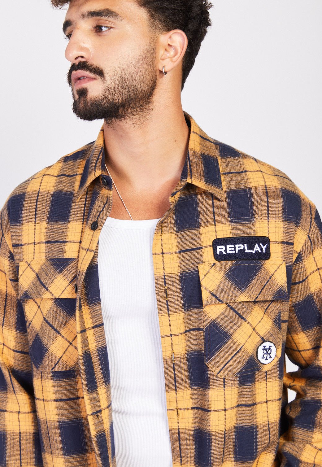 חולצה מכופתרת פלנל משבצות גברים - Replay