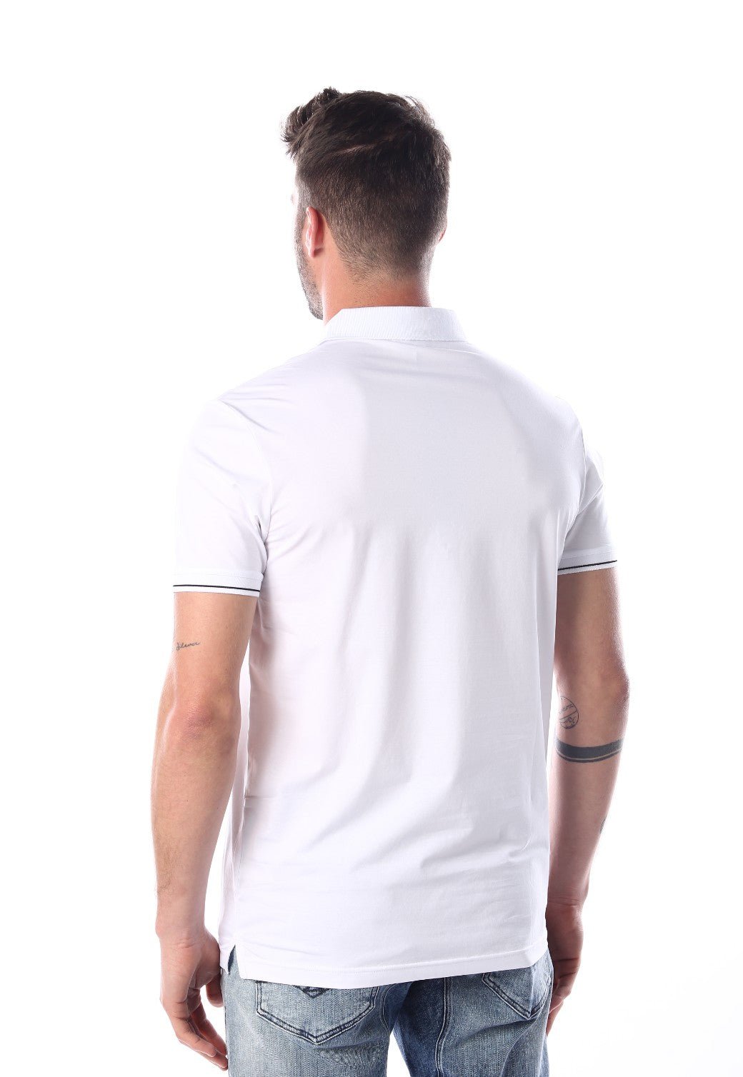 חולצת פולו קצרה עם הדפס לוגו קטן גברים - Replay