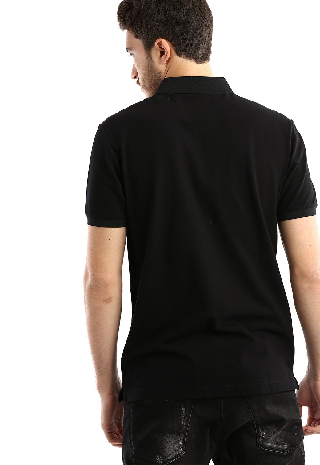 חולצת פולו קצרה מבד פיקה עם הדפס לוגו קטן גברים - Replay