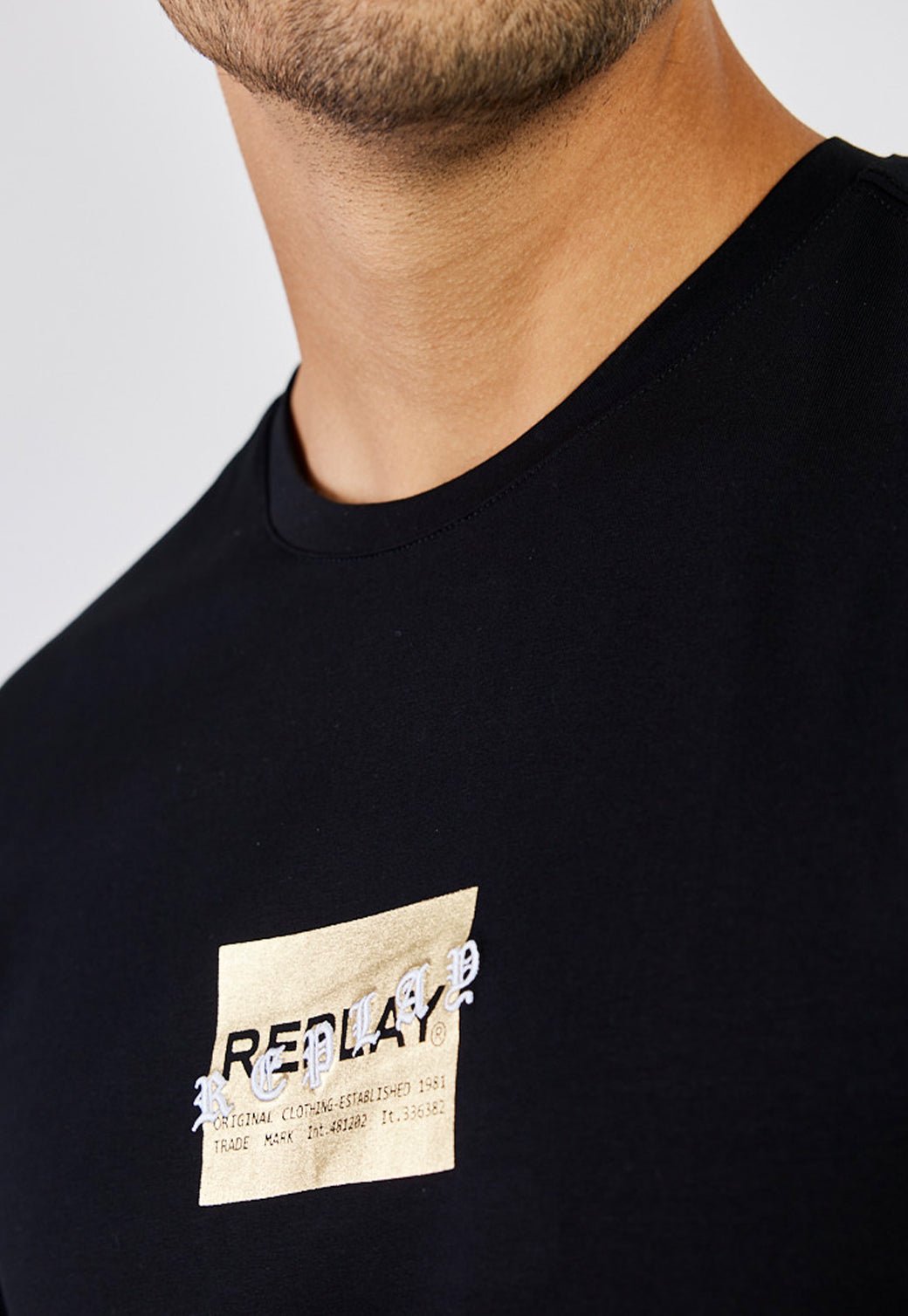 טי שירט לייקרה קצרה לוגו גברים - Replay