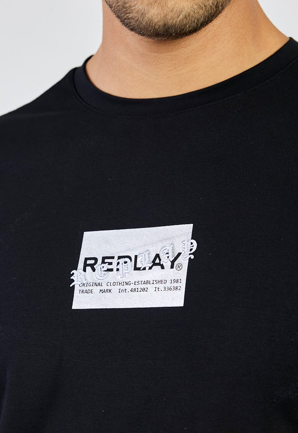 טי שירט לייקרה קצרה לוגו גברים - Replay