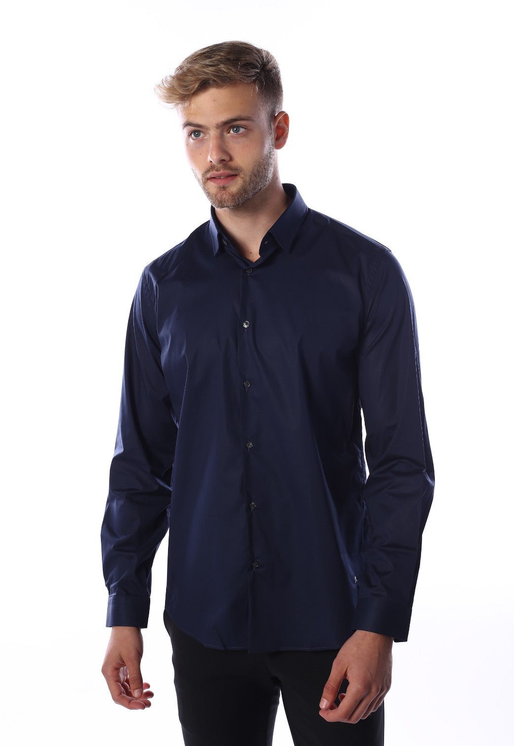 חולצה מכופתרת Regular Fit חלקה | גברים BLUE / L