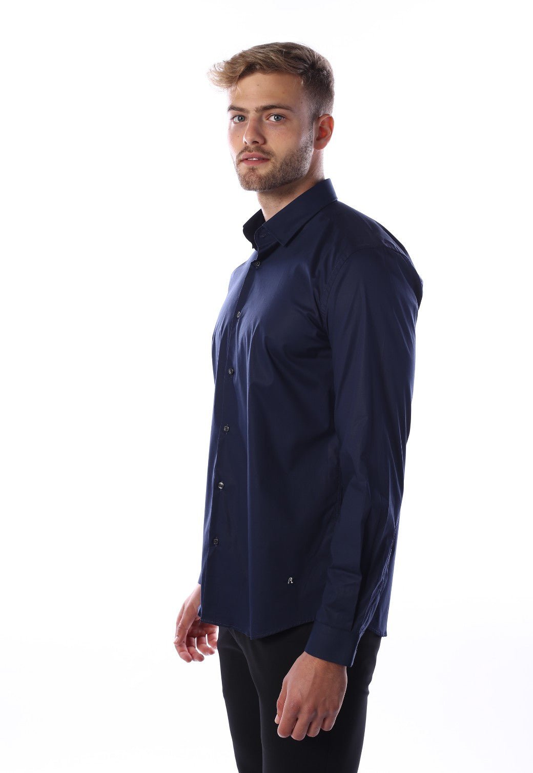 חולצה מכופתרת Regular Fit חלקה | גברים BLUE / L