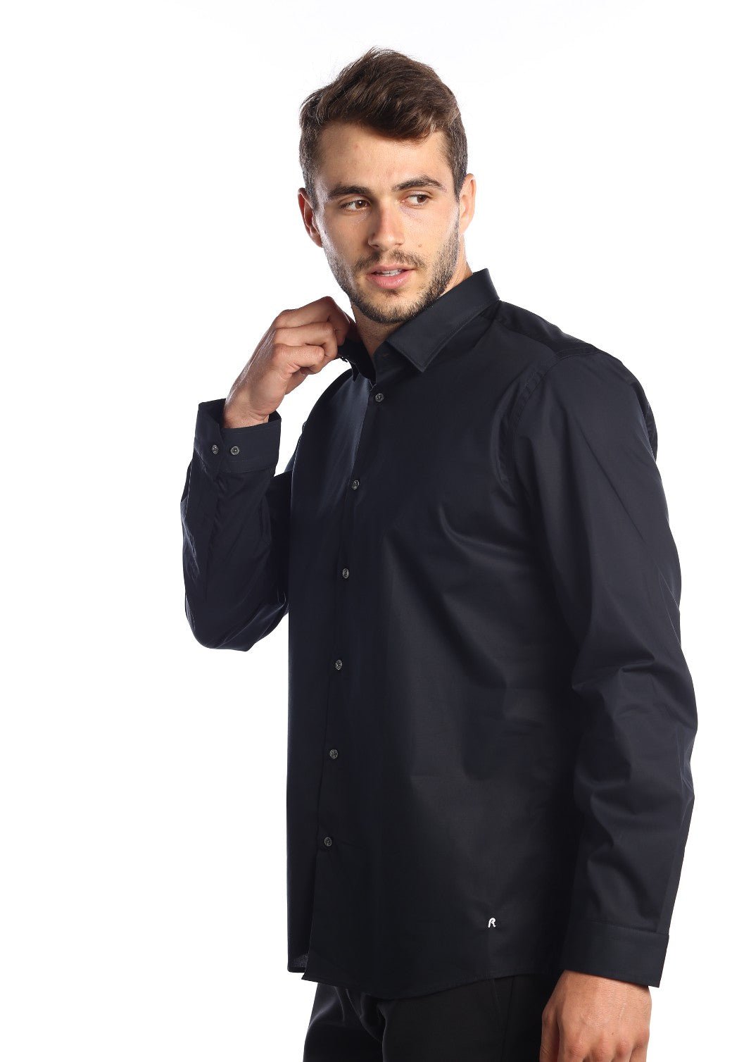חולצה מכופתרת Regular Fit | גברים BLACK / L