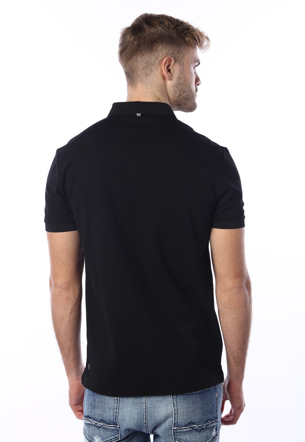 חולצת פולו קצרה | גברים BLACK / L