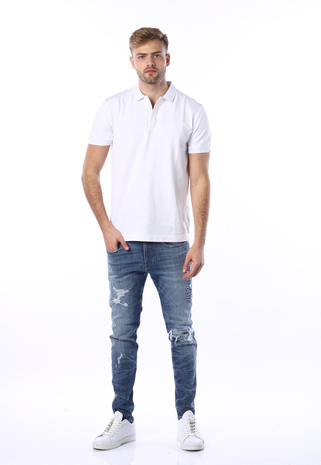 חולצת פולו קצרה | גברים WHITE / L