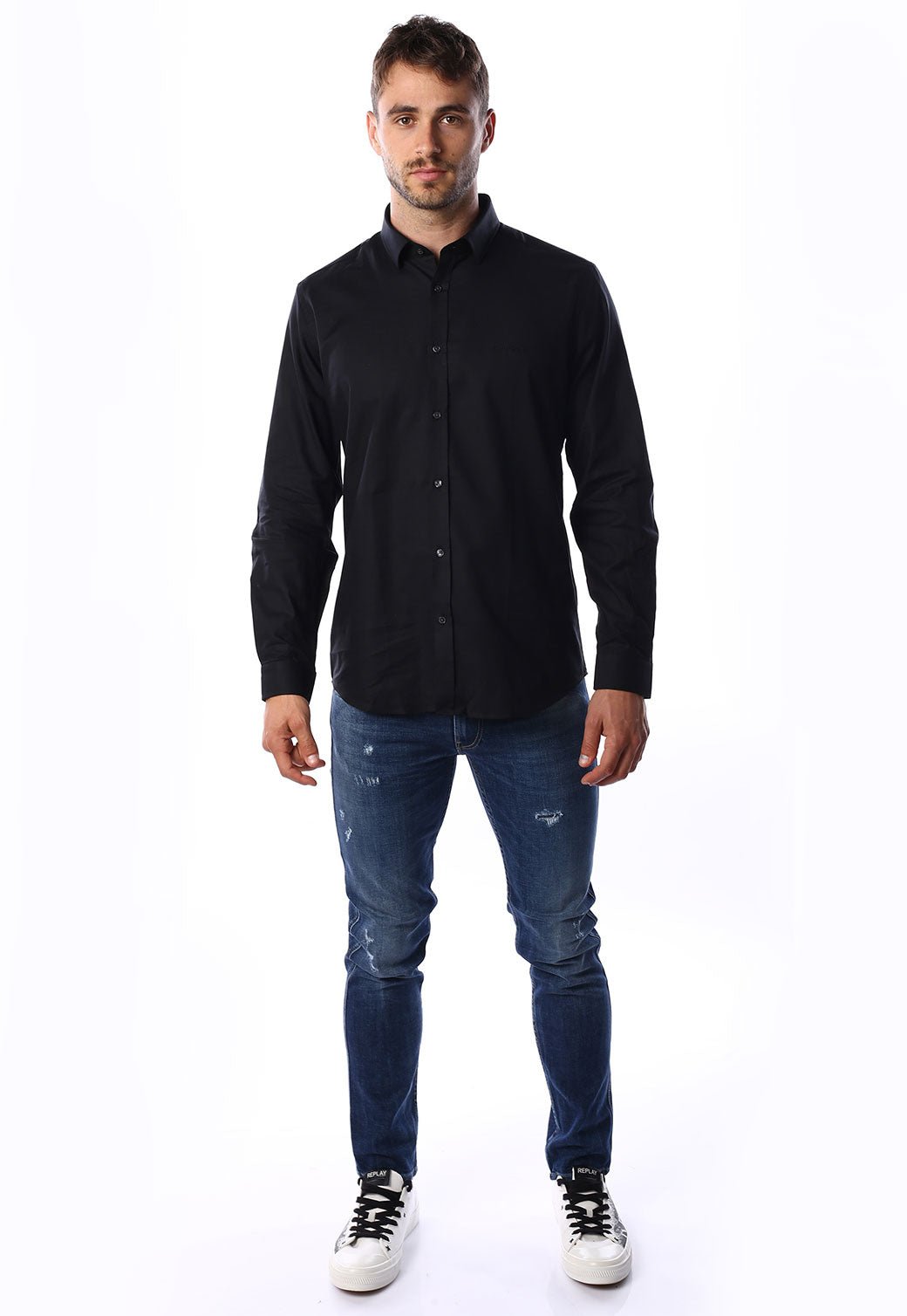 חולצה מכופתרת Oxford | גברים BLACK / L