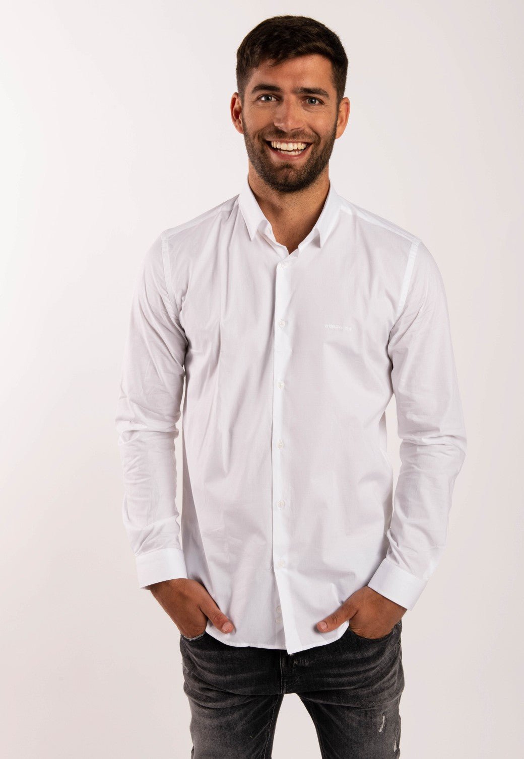 חולצה מכופתרת עם לוגו | גברים WHITE / L