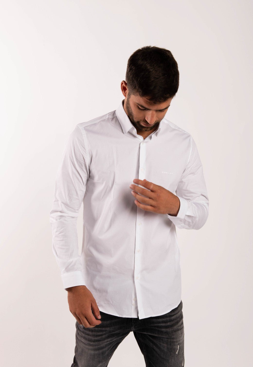 חולצה מכופתרת עם לוגו | גברים WHITE / L