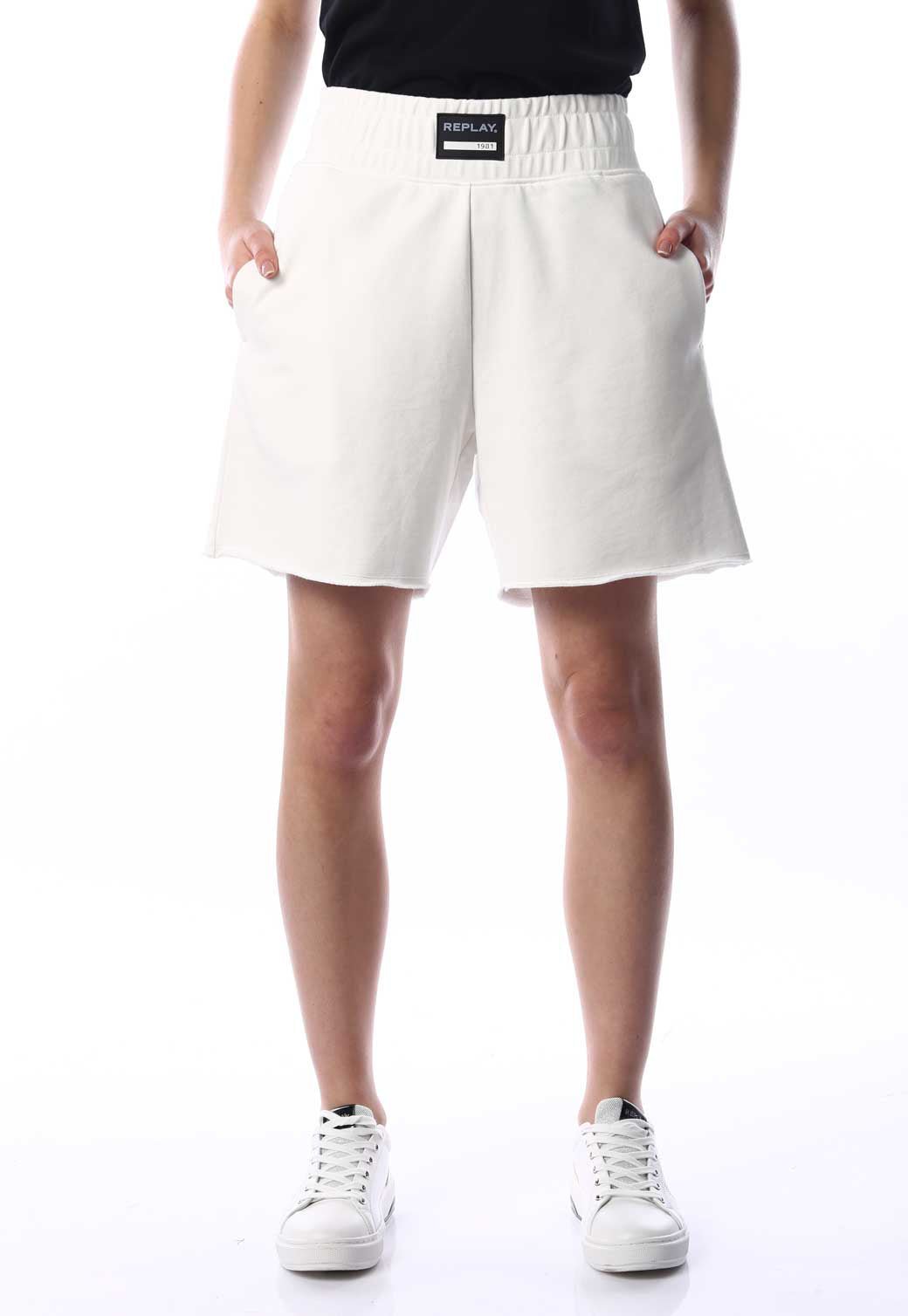 מכנסיים עם גומי פס לוגו בצד | נשים - Replay