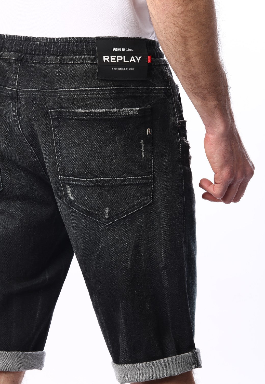 ג'ינס ברמודה עם שפשוף | גברים BLACK / 31