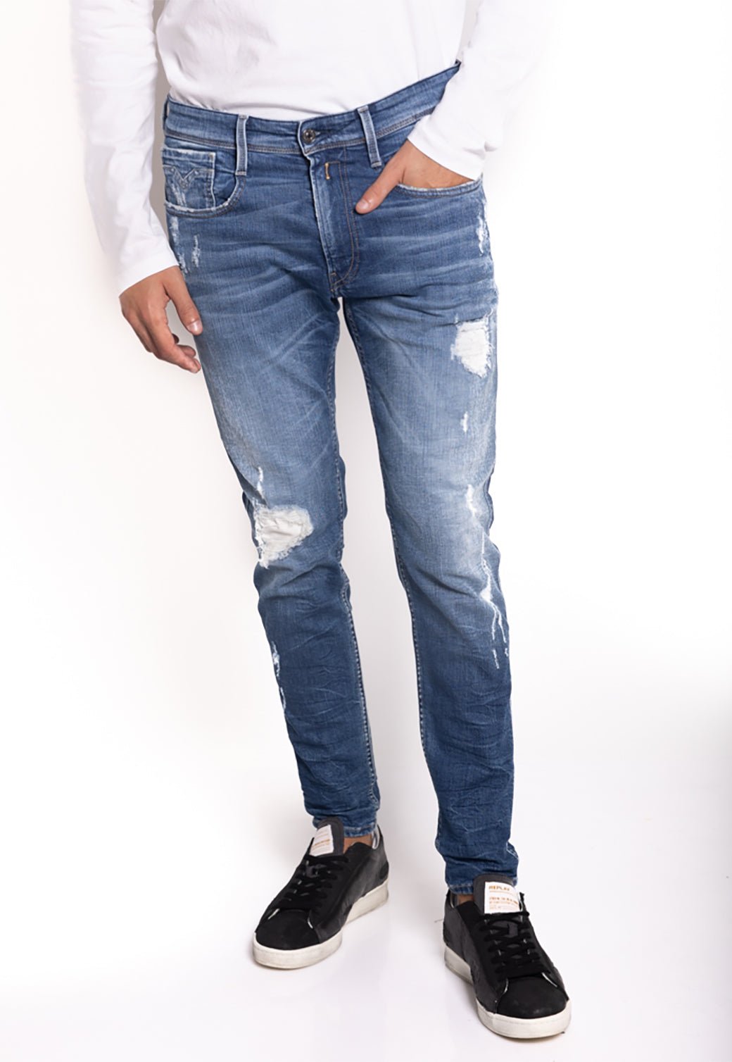 ג׳ינס סקיני קרעים | גברים - Replay
