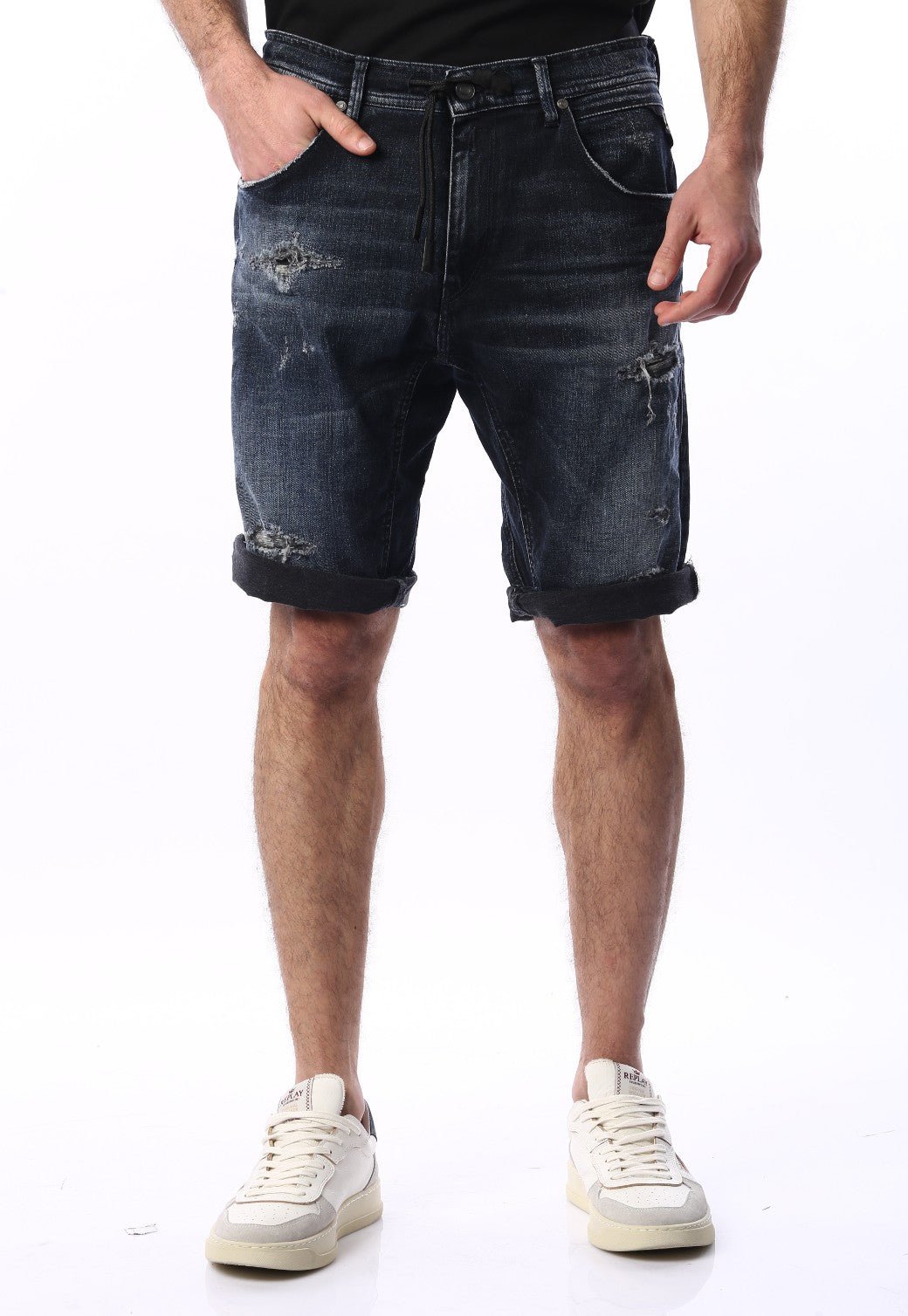 ג'ינס קצר עם שפשוף | גברים BLUE / 31