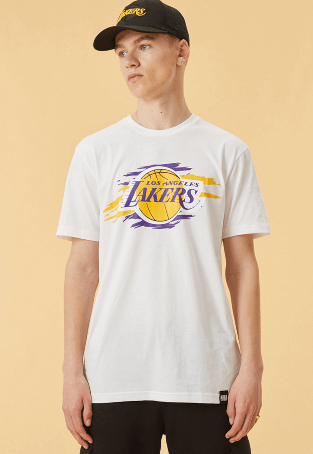 טי שירט קצרה Lakers | גברים WHITE / S