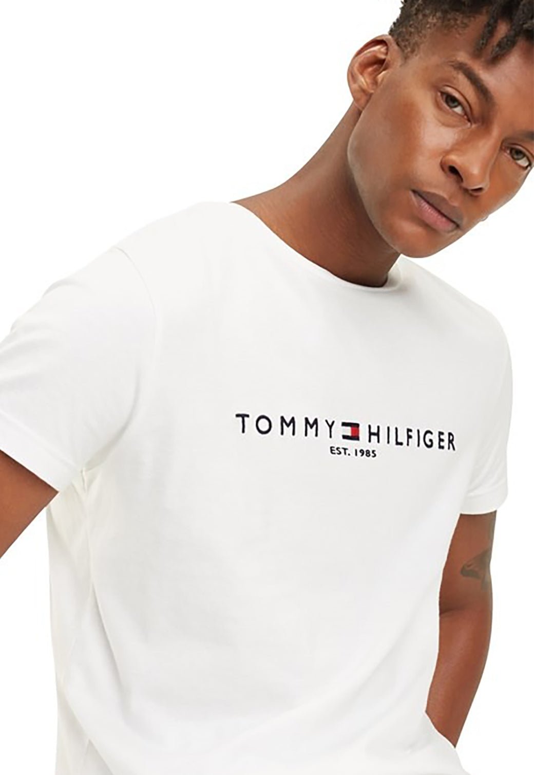 XSIM CORE TOMMY LOGO TEE SNOW WHITE - Tommy Hillfiger