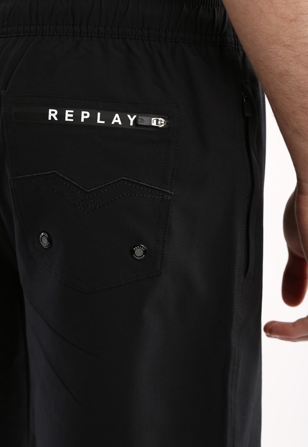 בגד ים לוגו גדול צד שמאל לוגו קטן מאחורה גברים - Replay