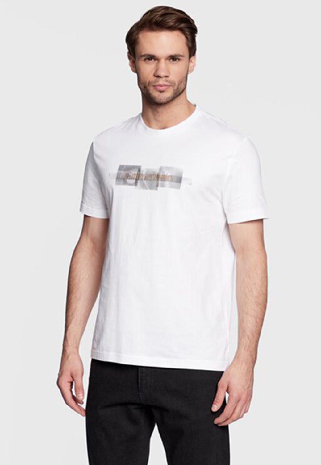 BOX STRIPED LOGO T-SHIRT Bright White 893625313 - Calvin Klein