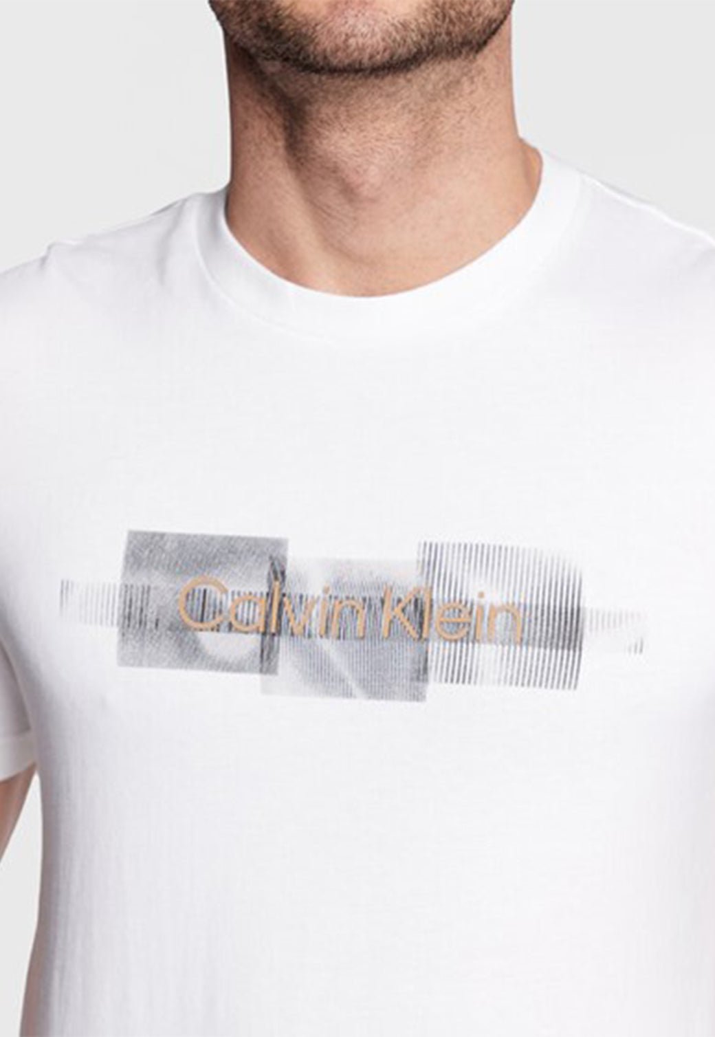 BOX STRIPED LOGO T-SHIRT Bright White 893625313 - Calvin Klein