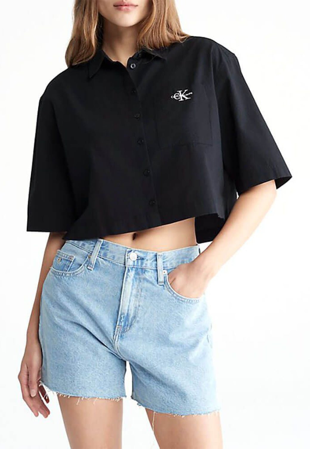 BOXY SEERSUCKER SHIRT Ck Black 893626805 - Calvin Klein