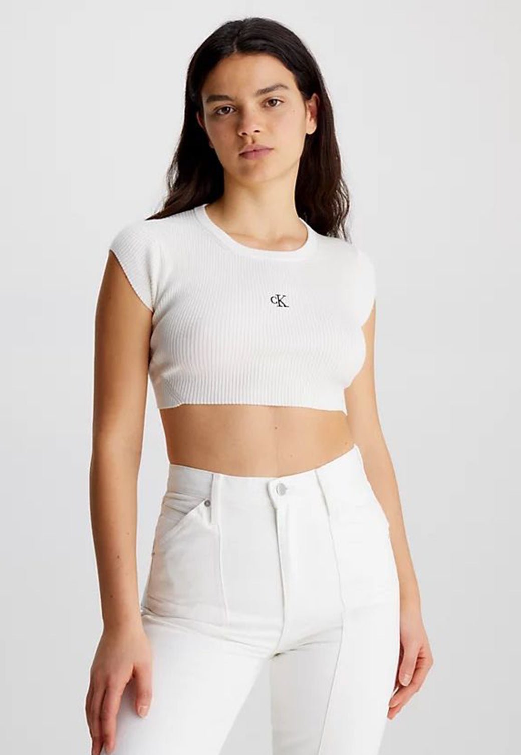 EN BACK TIED KNITTED TOP Ancient White 893626803 - Calvin Klein