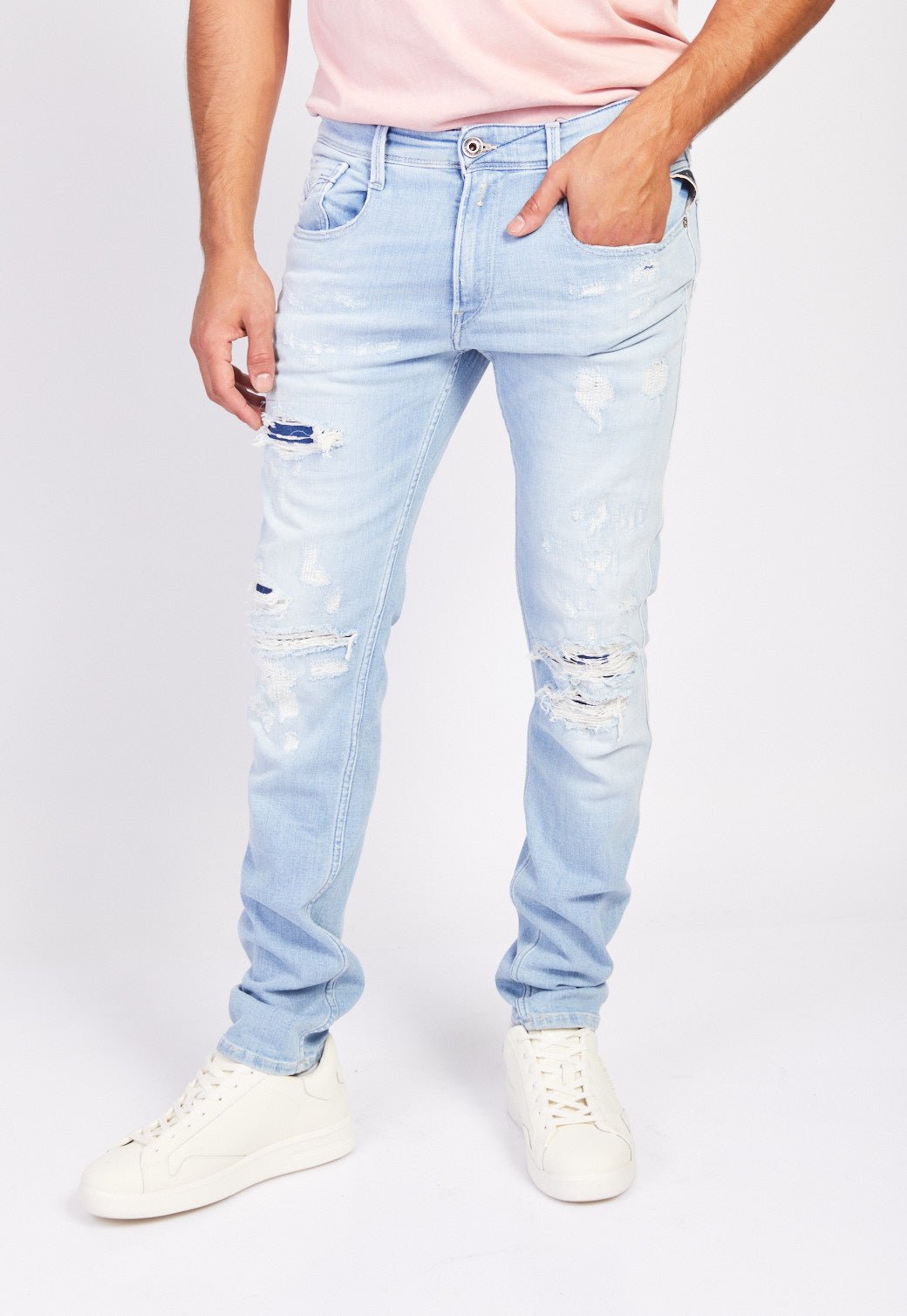 ג'ינס Anbass Slim עם קרעים גברים - Replay