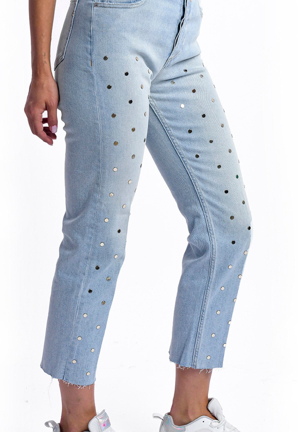 ג'ינס ארוך עם ניטים כסופים נשים - Replay
