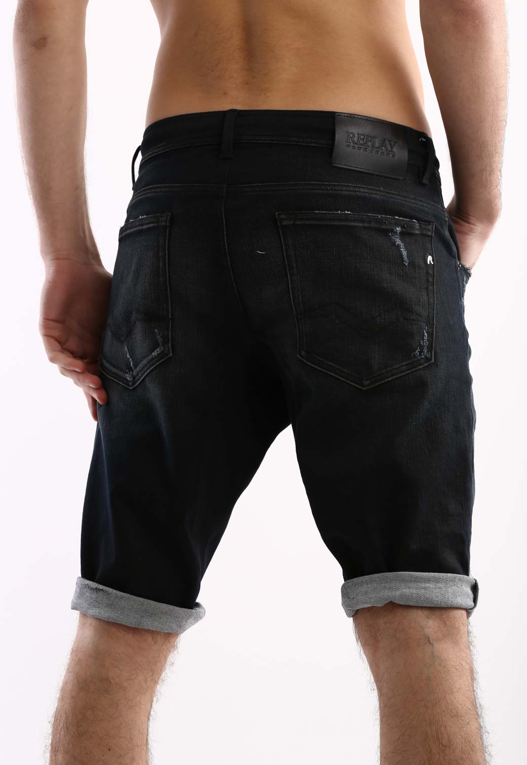 ג'ינס ברמודה עם קרעים גברים - Replay