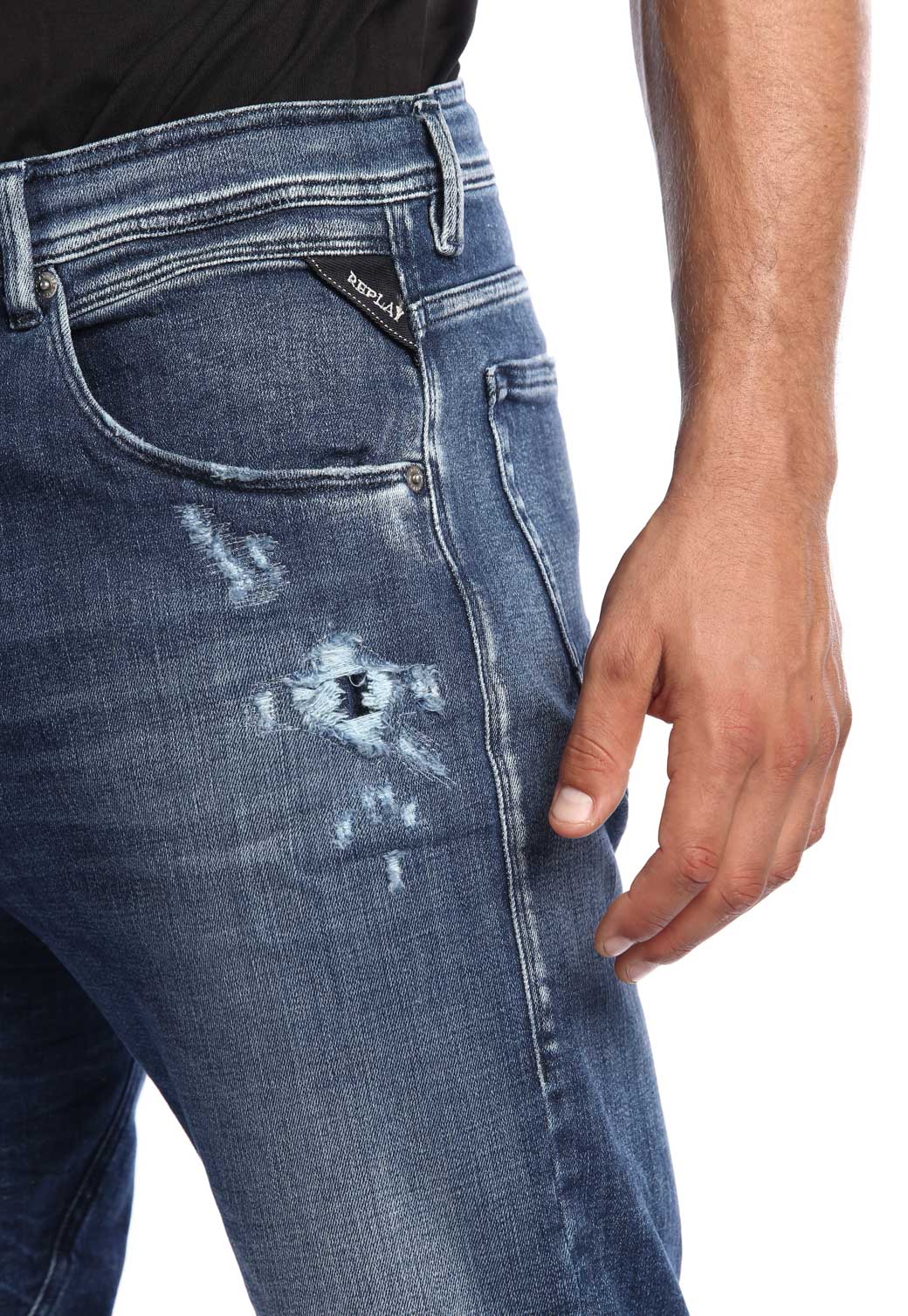 ג'ינס ברמודה עם שפשוף גברים - Replay