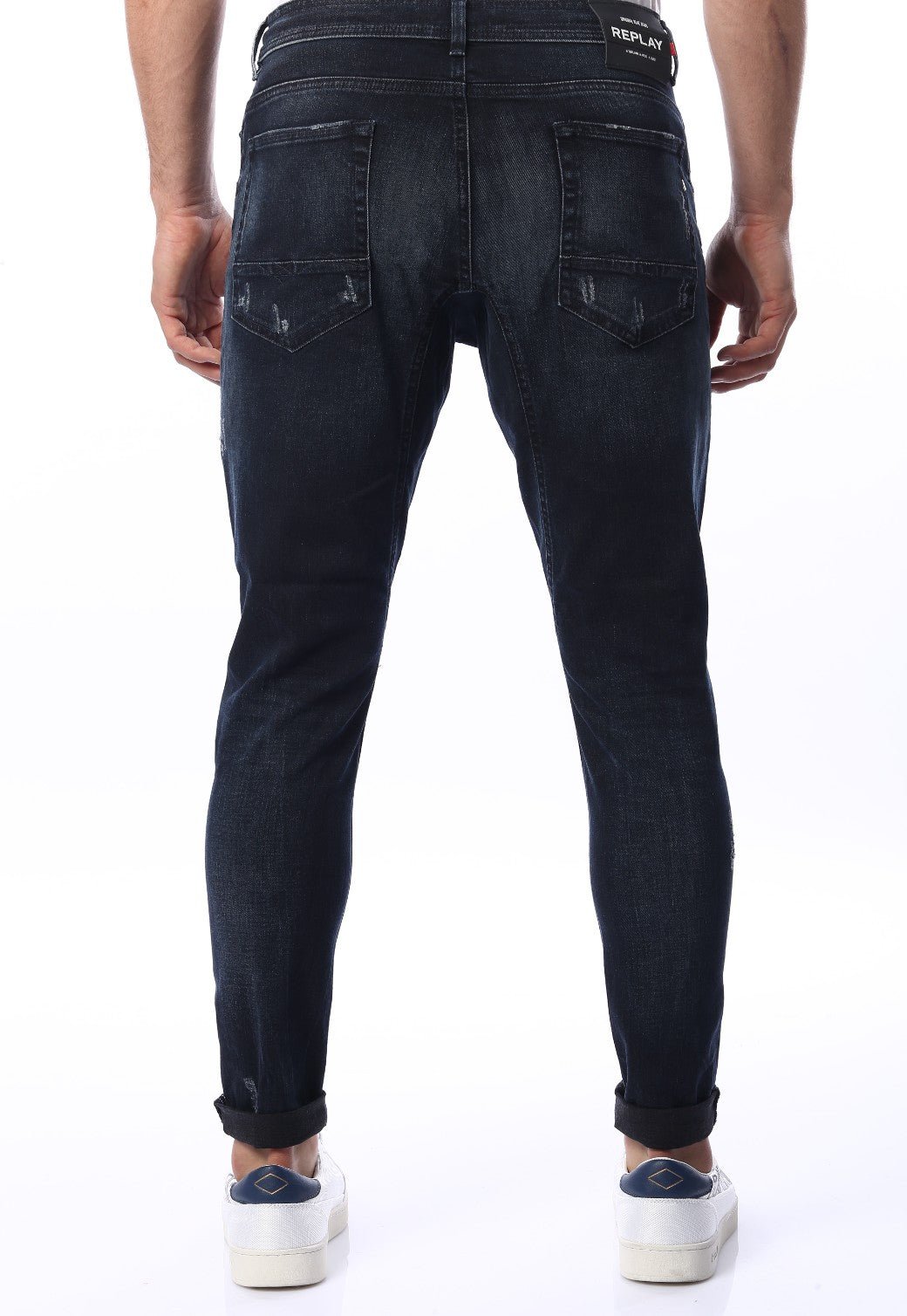 ג'ינס Kovic Antifit חגורת קשירה משופשף גברים - Replay