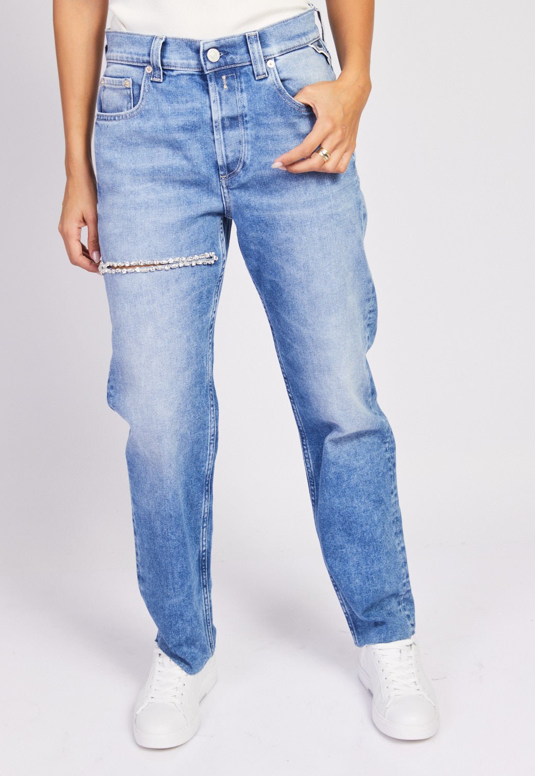ג'ינס Maijke עם קרע קריסטלים נשים - Replay
