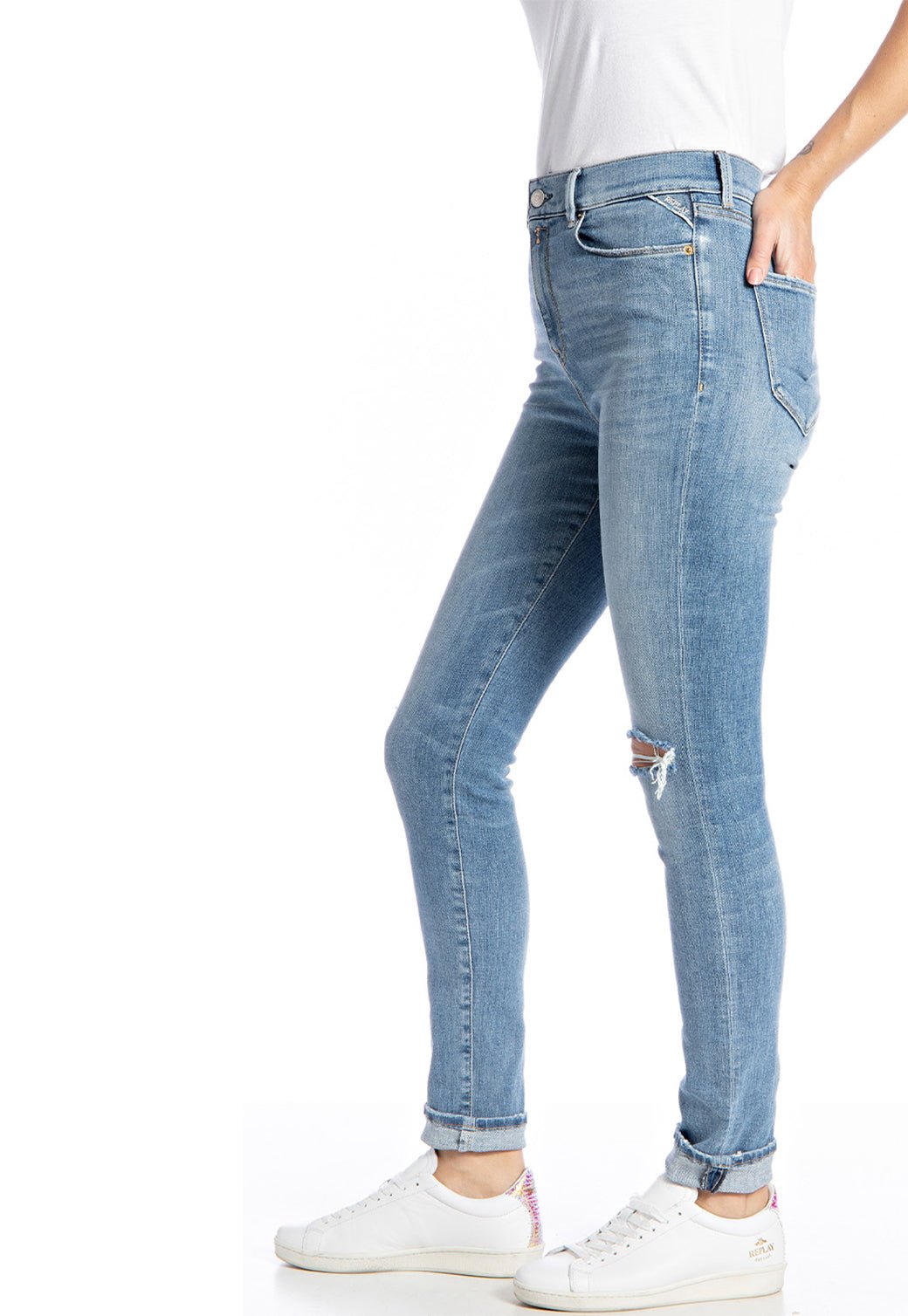 ג'ינס סקיני עם קרעים נשים - Replay
