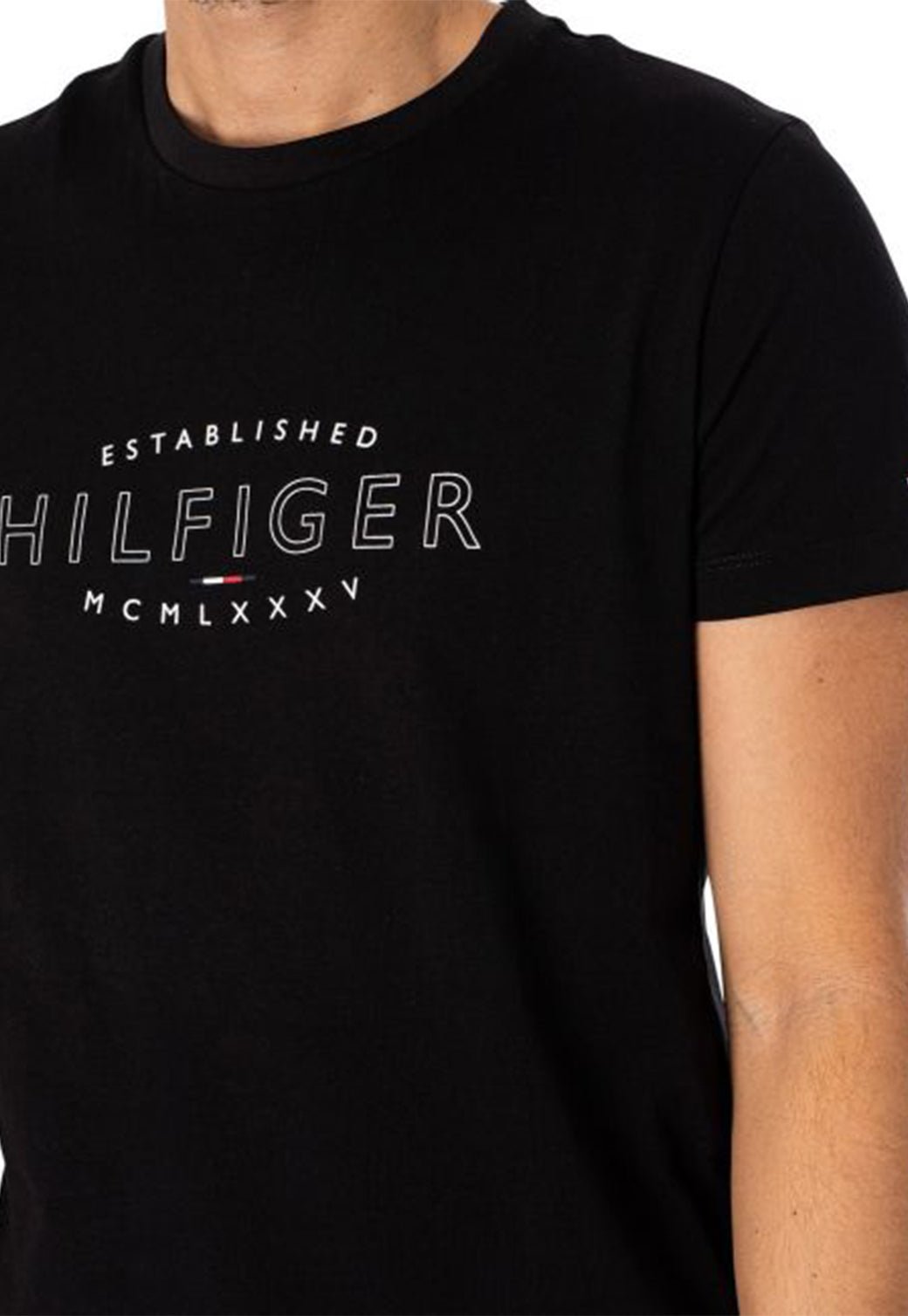 HILFIGER CURVE LOGO TEE BLACK 991216053 - Tommy Hillfiger