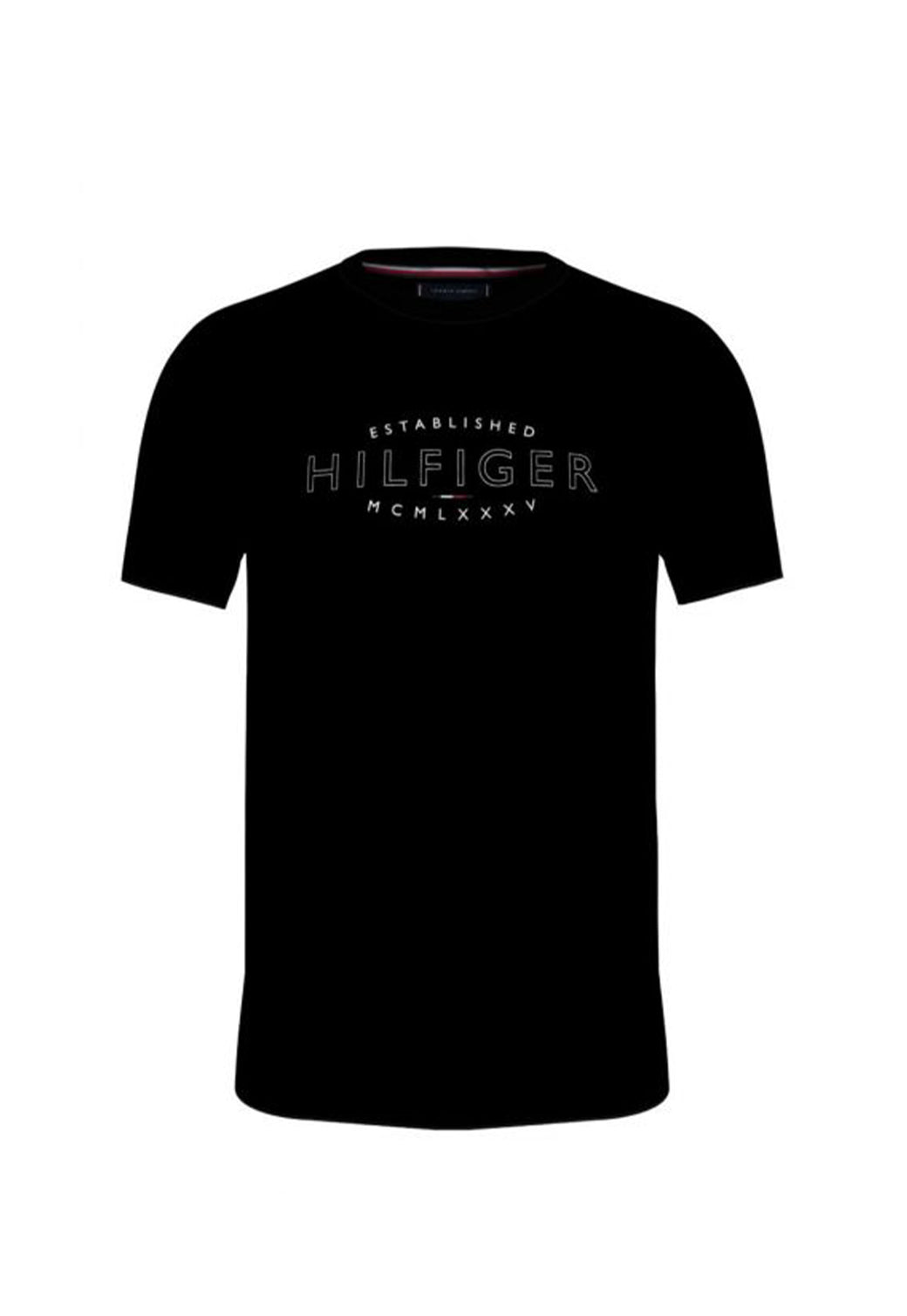 HILFIGER CURVE LOGO TEE BLACK 991216053 - Tommy Hillfiger