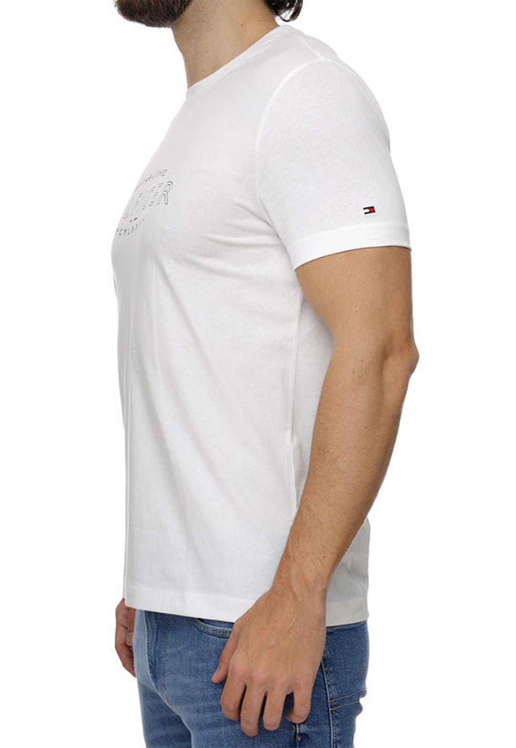 HILFIGER CURVE LOGO TEE WHITE 991216055 - Tommy Hillfiger