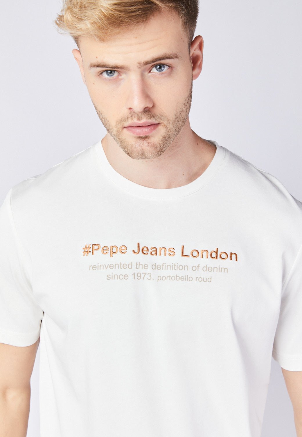 טי שירט קצרה עם הדפס כיתוב - Pepe Jeans