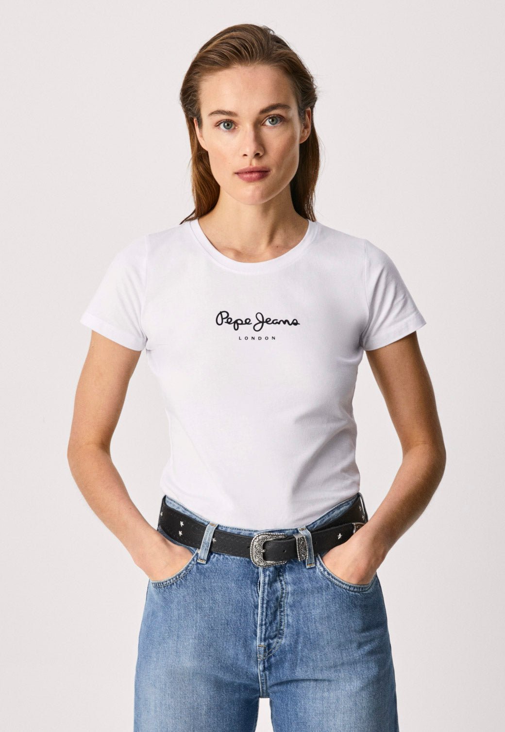 טי שירט קצרה עם הדפס לוגו בחזית - Pepe Jeans