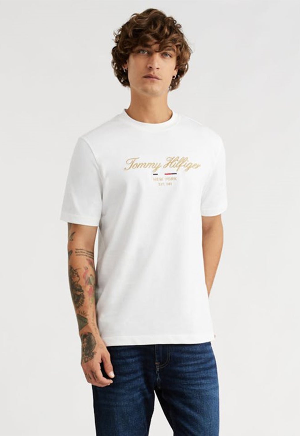 IM ICON SCRIPT GOLD EMBRO TEE White 991217270 - Tommy Hillfiger