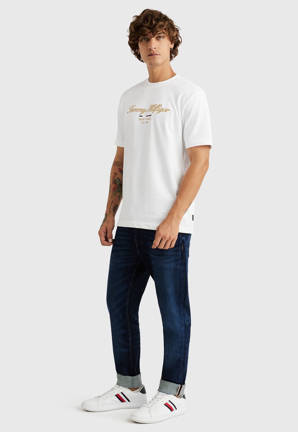 IM ICON SCRIPT GOLD EMBRO TEE White 991217270 - Tommy Hillfiger