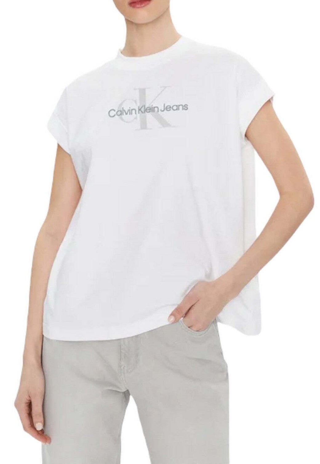 IVAL MONOLOGO RELAXED TEE Bright White 893626810 - Calvin Klein