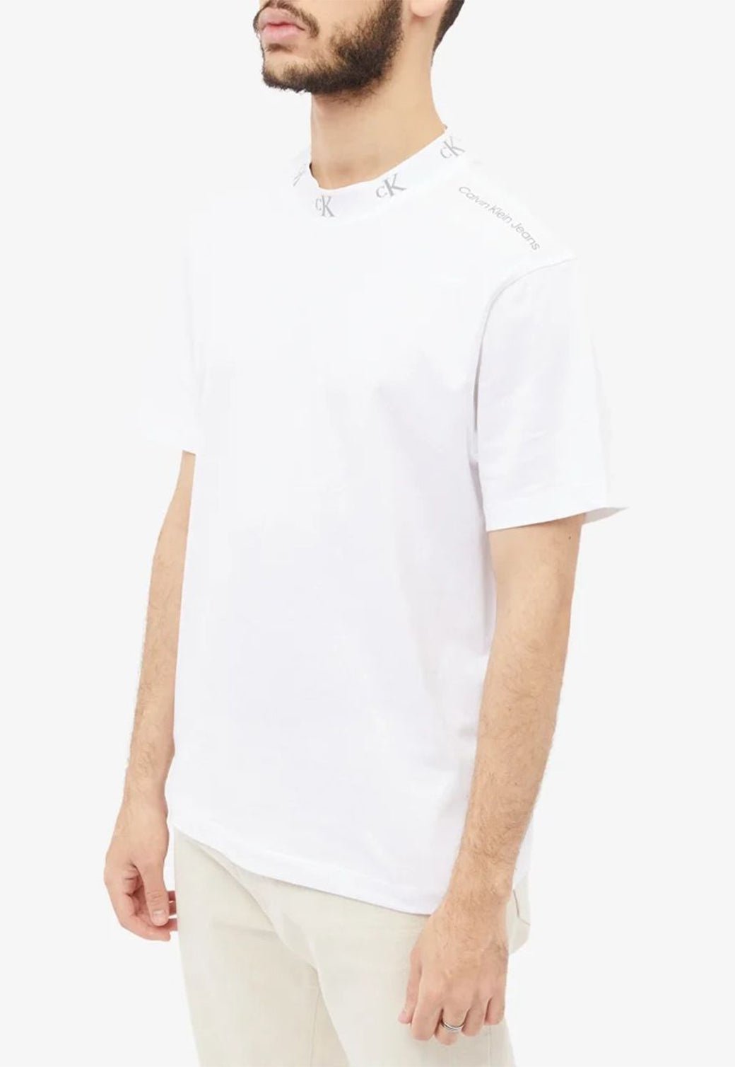 LOGO JACQUARD TEE Bright White 893625203 - Calvin Klein